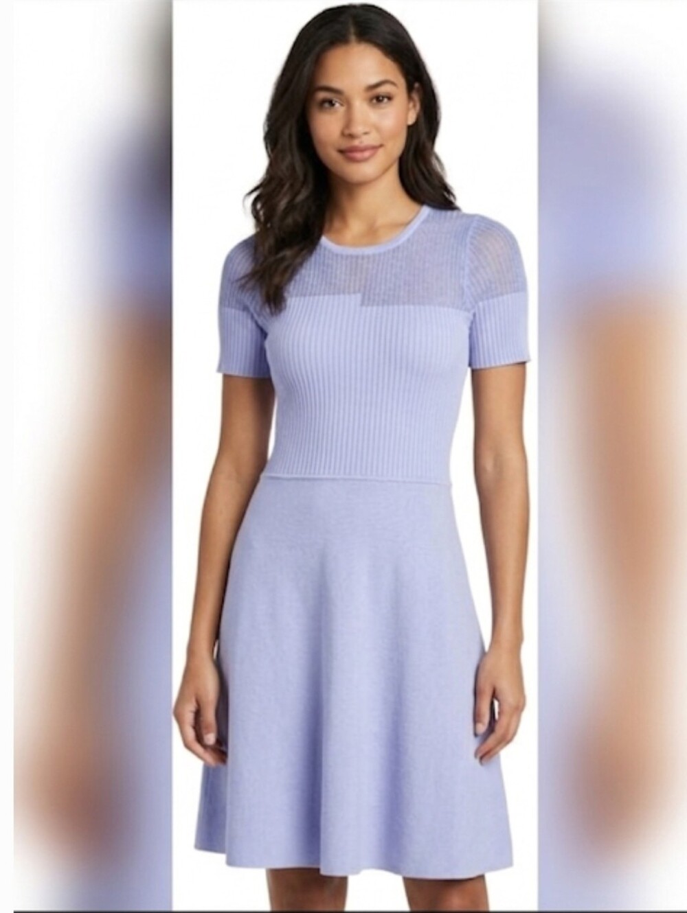 Nwt VINCE CAMUTO Ribbed Jewel Neck Fit And Flare Dress Size Med